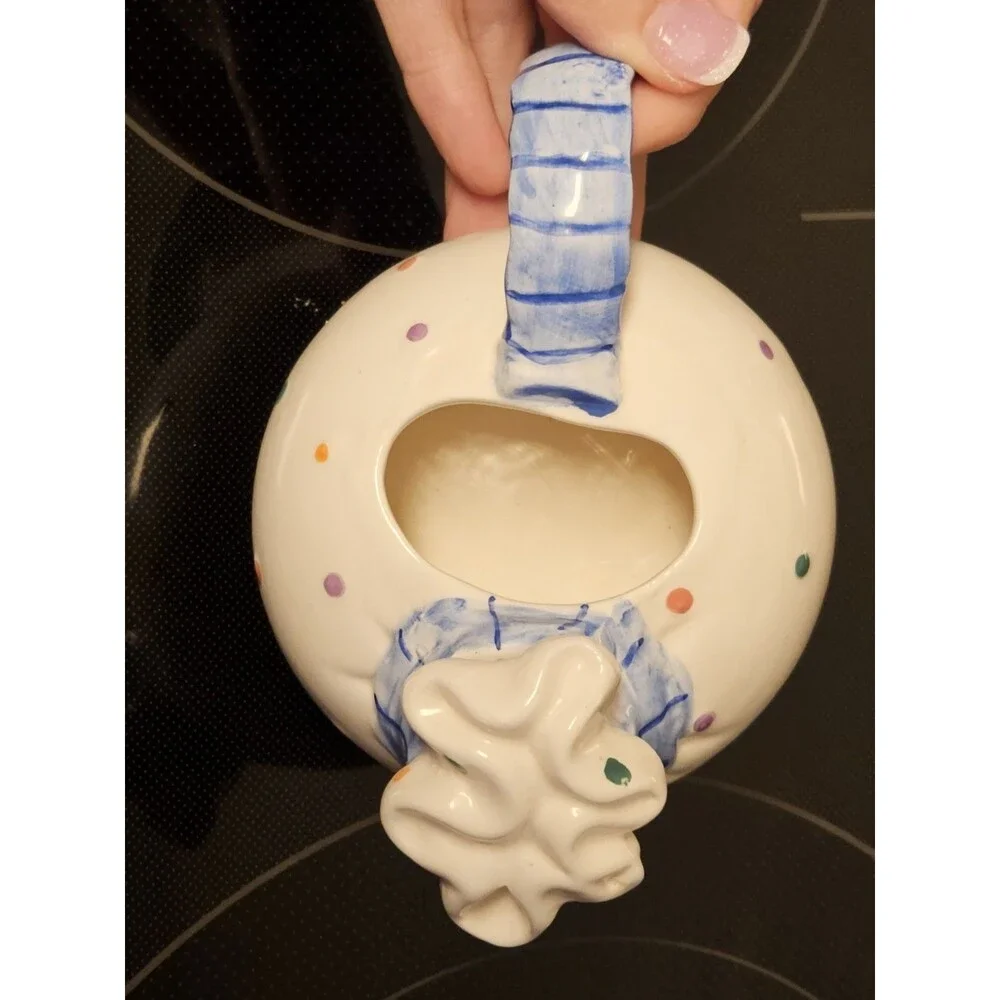 Vintage Himark Blue & White Colored Polka Dot Creamer, Small Tea Pot